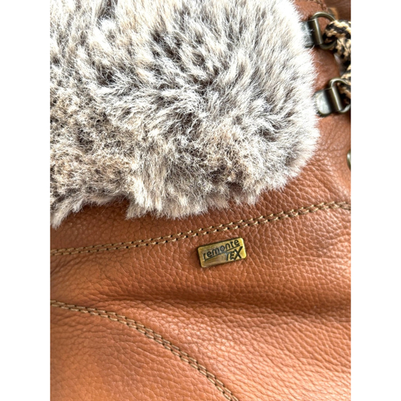 Remonte Women’s EUR 41/US 9.5-10 Brown Leather Lace-Up Zipper Winter Ankle Boots - Picture 13 of 13